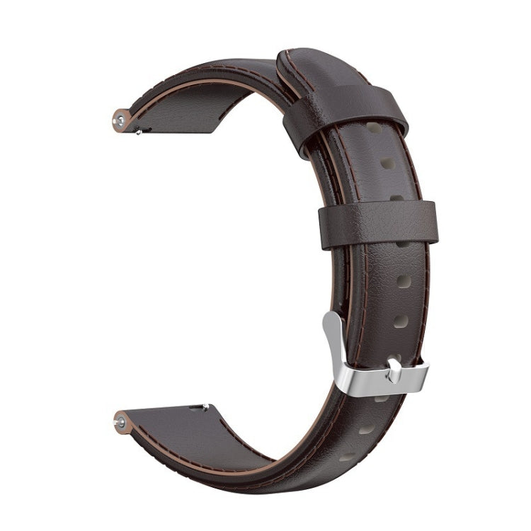 For Garmin Forerunner 245 Oil Wax Calfskin Leather Watch Band(Coffee) by bashfashion
