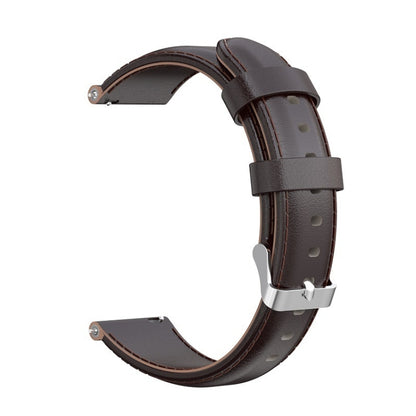For Garmin Forerunner 245 Oil Wax Calfskin Leather Watch Band(Coffee) by bashfashion