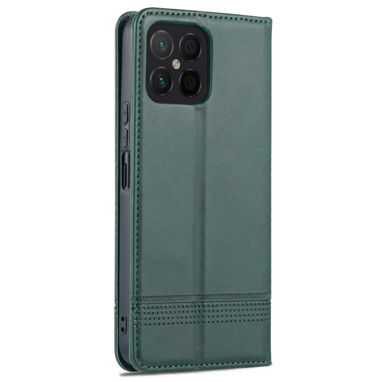 For Honor X8 / X30i AZNS Magnetic Calf Texture Flip Leather Phone Case(Dark Green) by AZNS