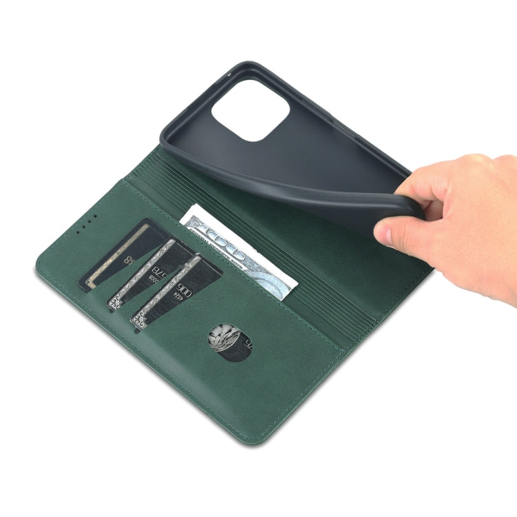 For Honor X8 / X30i AZNS Magnetic Calf Texture Flip Leather Phone Case(Dark Green) by AZNS