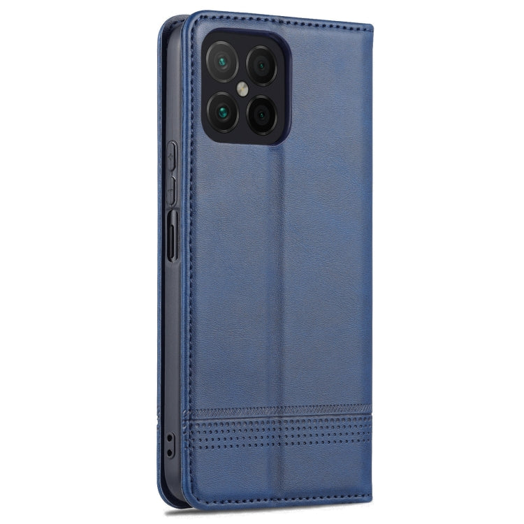 For Honor X8 / X30i AZNS Magnetic Calf Texture Flip Leather Phone Case(Dark Blue) by AZNS