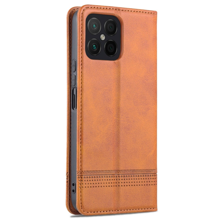 For Honor X8 / X30i AZNS Magnetic Calf Texture Flip Leather Phone Case(Light Brown) by AZNS