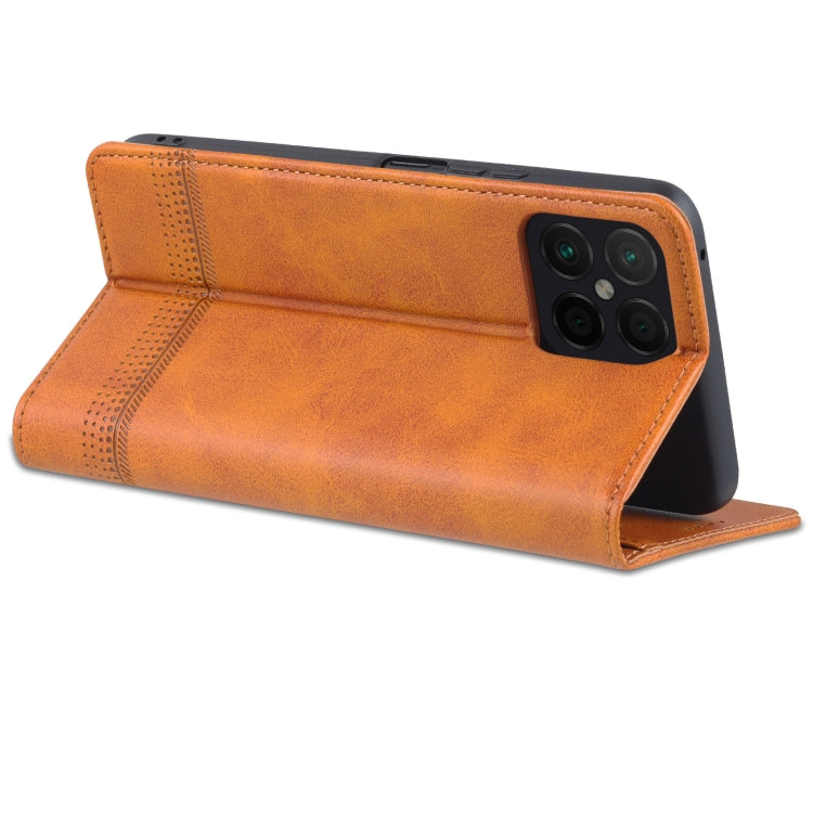For Honor X8 / X30i AZNS Magnetic Calf Texture Flip Leather Phone Case(Light Brown) by AZNS