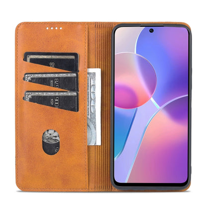 For Honor X8 / X30i AZNS Magnetic Calf Texture Flip Leather Phone Case(Light Brown) by AZNS