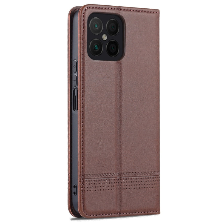 For Honor X8 / X30i AZNS Magnetic Calf Texture Flip Leather Phone Case(Dark Brown) by AZNS