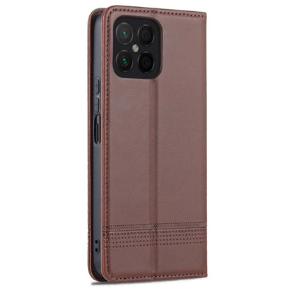 For Honor X8 / X30i AZNS Magnetic Calf Texture Flip Leather Phone Case(Dark Brown) by AZNS