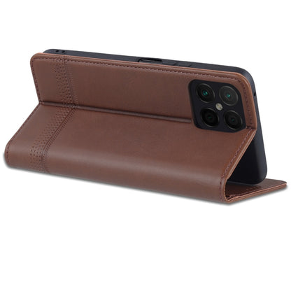 For Honor X8 / X30i AZNS Magnetic Calf Texture Flip Leather Phone Case(Dark Brown) by AZNS