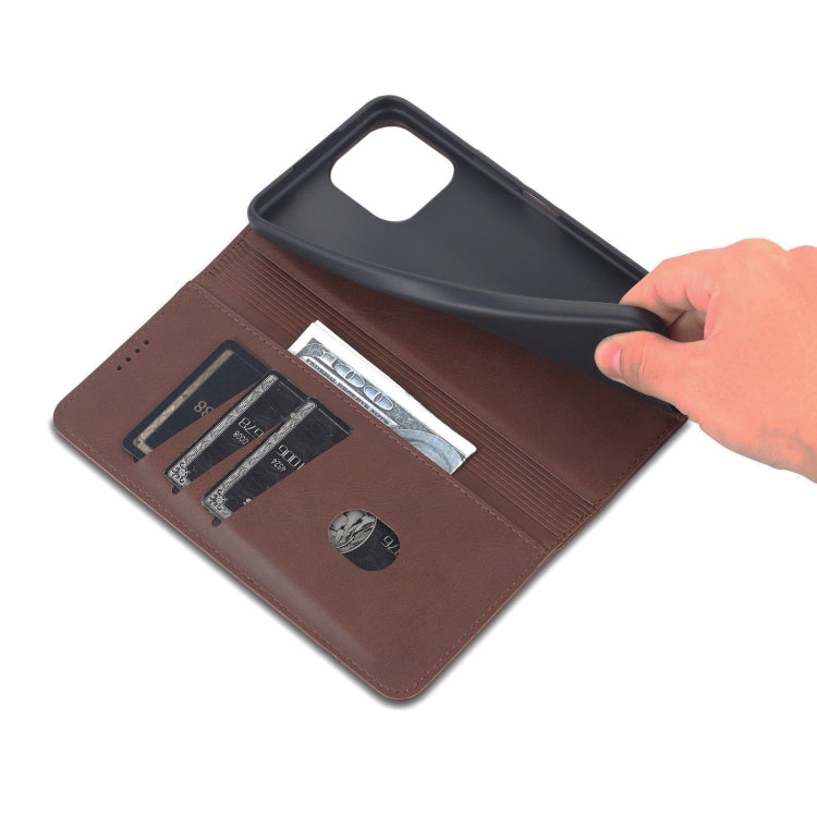 For Honor X8 / X30i AZNS Magnetic Calf Texture Flip Leather Phone Case(Dark Brown) by AZNS