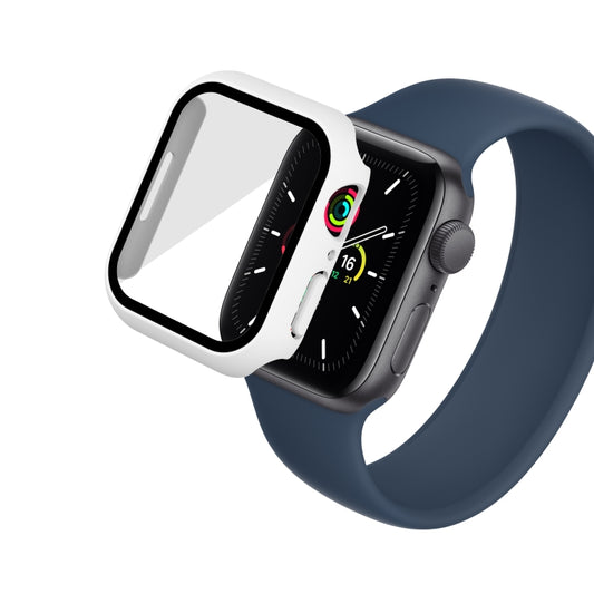 Waterproof PC+Tempered Film Watch Case For Apple Watch Series 9 / 8 / 7 41mm(White) by bashfashion