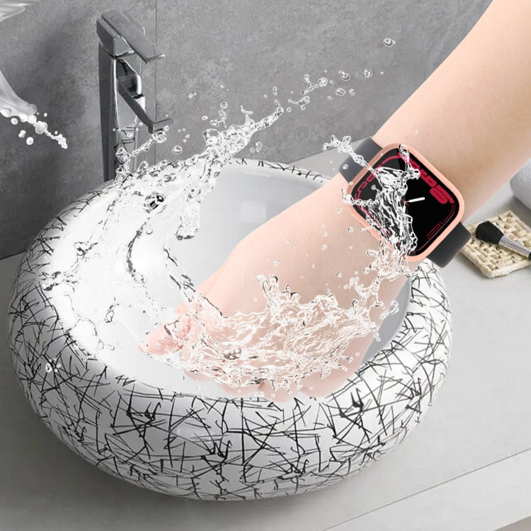 Waterproof PC+Tempered Film Watch Case For Apple Watch Series 9 / 8 / 7 41mm(Pink) by bashfashion