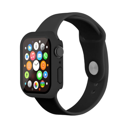 Waterproof PC+Tempered Film Watch Case For Apple Watch Series 9 / 8 / 7 41mm(Black) by bashfashion