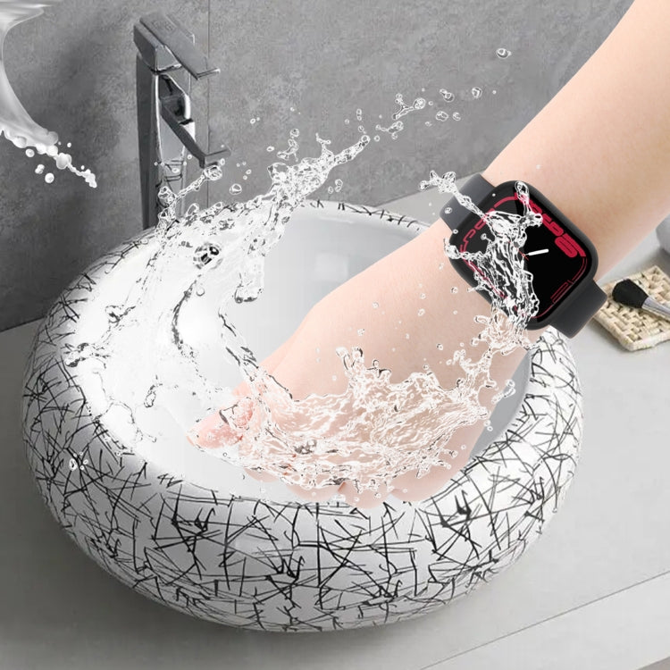 Waterproof PC+Tempered Film Watch Case For Apple Watch Series 9 / 8 / 7 41mm(Black) by bashfashion