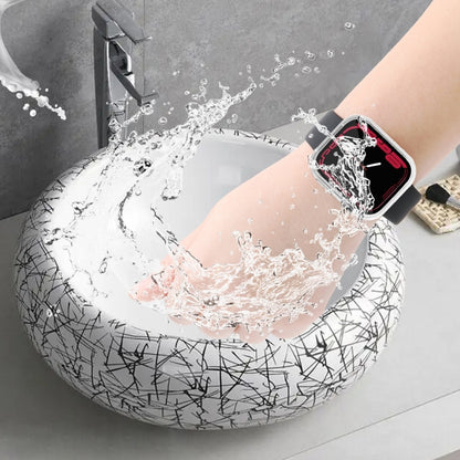 Waterproof PC+Tempered Film Watch Case For Apple Watch Series 9 / 8 / 7 41mm(Frosted Transparent) by bashfashion