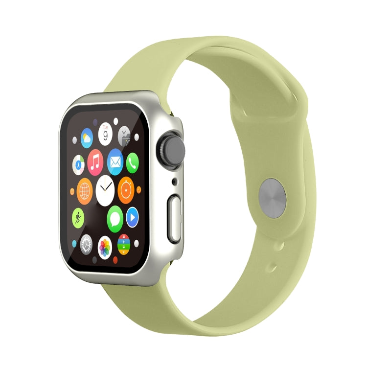 Waterproof PC+Tempered Film Watch Case For Apple Watch Series 9 / 8 / 7 41mm(Starlight Silver) by bashfashion