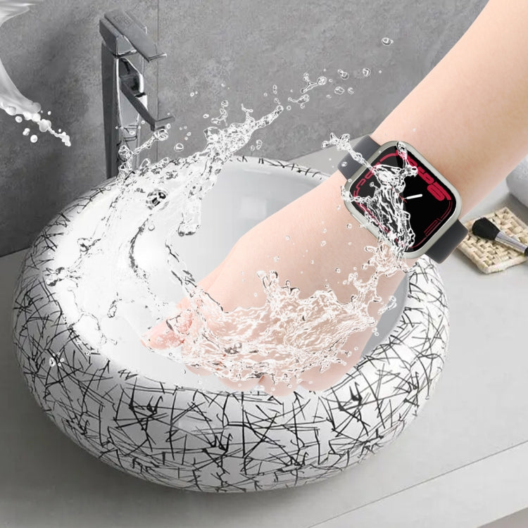 Waterproof PC+Tempered Film Watch Case For Apple Watch Series 9 / 8 / 7 41mm(Starlight Silver) by bashfashion