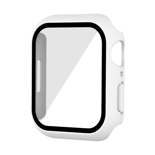 Waterproof PC+Tempered Film Watch Case For Apple Watch Series 9 / 8 / 7 45mm(White) by bashfashion