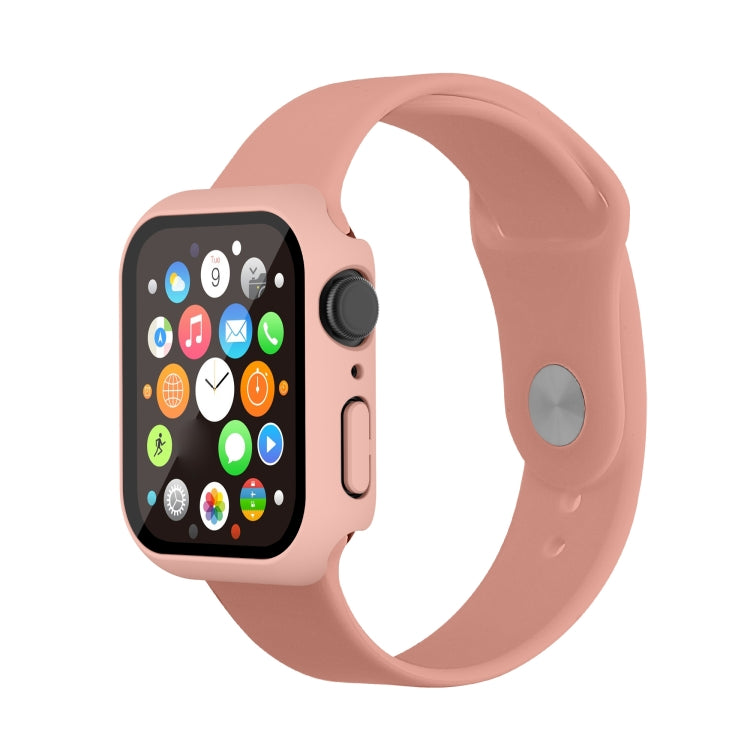 Waterproof PC+Tempered Film Watch Case For Apple Watch Series 9 / 8 / 7 45mm(Pink) by bashfashion