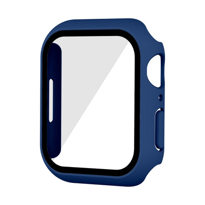 Waterproof PC+Tempered Film Watch Case For Apple Watch Series 9 / 8 / 7 45mm(Dark Blue) by bashfashion