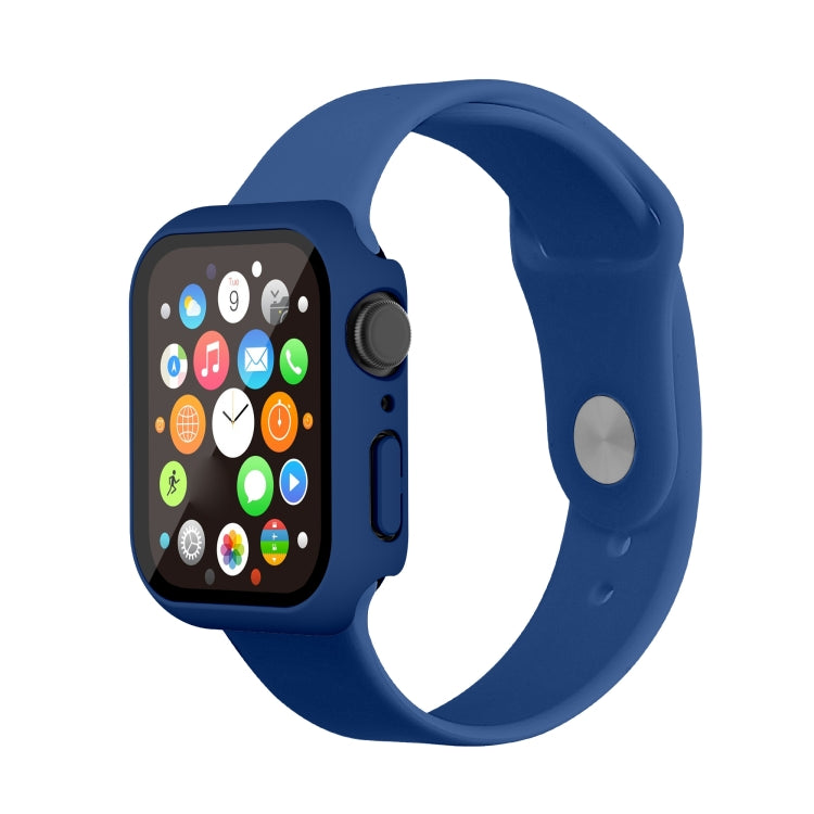 Waterproof PC+Tempered Film Watch Case For Apple Watch Series 9 / 8 / 7 45mm(Dark Blue) by bashfashion
