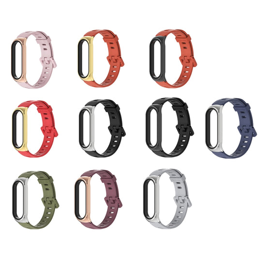 For Xiaomi Mi Band 6 / 5 / 4 / 3 Mijobs Flat Hole Silicone Watch Band, Style:CS Case(Black+Black) by MIJOBS