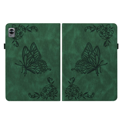 For Realme Pad Mini Butterfly Flower Embossed Leather Tablet Case(Green) by bashfashion
