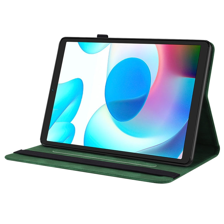 For Realme Pad Mini Butterfly Flower Embossed Leather Tablet Case(Green) by bashfashion