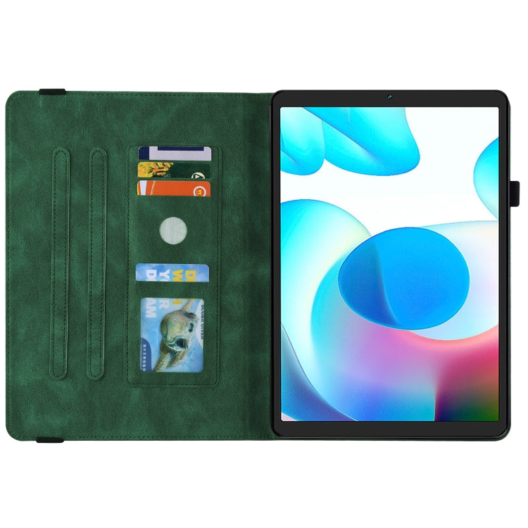 For Realme Pad Mini Butterfly Flower Embossed Leather Tablet Case(Green) by bashfashion