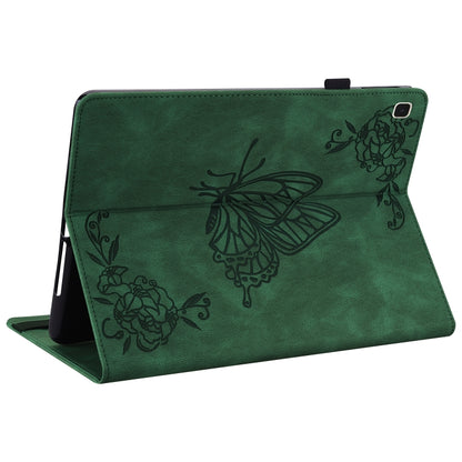 For Samsung Galaxy Tab A7 10.4 2020 SM-T500/T505 Butterfly Flower Embossed Leather Tablet Case(Green) by bashfashion