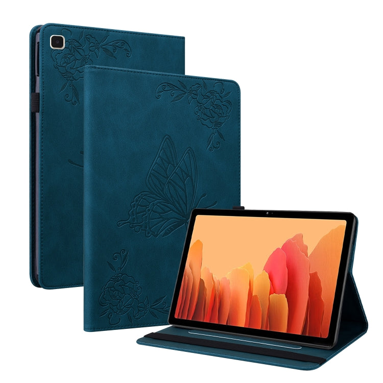 For Samsung Galaxy Tab A7 10.4 2020 SM-T500/T505 Butterfly Flower Embossed Leather Tablet Case(Blue) by bashfashion