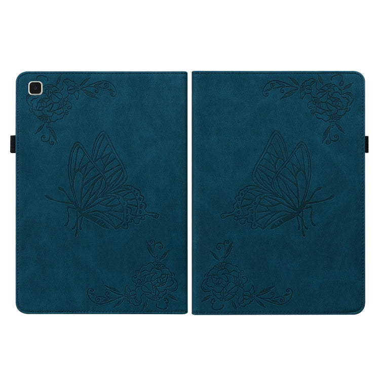 For Samsung Galaxy Tab A7 10.4 2020 SM-T500/T505 Butterfly Flower Embossed Leather Tablet Case(Blue) by bashfashion