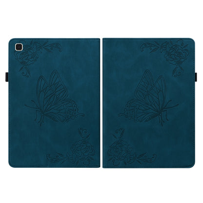 For Samsung Galaxy Tab A7 10.4 2020 SM-T500/T505 Butterfly Flower Embossed Leather Tablet Case(Blue) by bashfashion