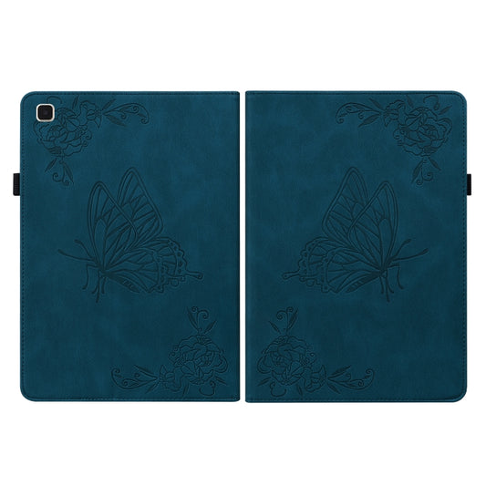 For Samsung Galaxy Tab A7 10.4 2020 SM-T500/T505 Butterfly Flower Embossed Leather Tablet Case(Blue) by bashfashion