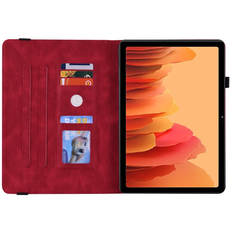 For Samsung Galaxy Tab A7 10.4 2020 SM-T500/T505 Butterfly Flower Embossed Leather Tablet Case(Red) by bashfashion