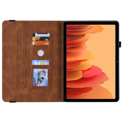 For Samsung Galaxy Tab A7 10.4 2020 SM-T500/T505 Butterfly Flower Embossed Leather Tablet Case(Brown) by bashfashion