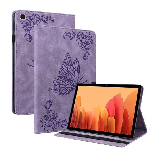 For Samsung Galaxy Tab A7 10.4 2020 SM-T500/T505 Butterfly Flower Embossed Leather Tablet Case(Purple) by bashfashion