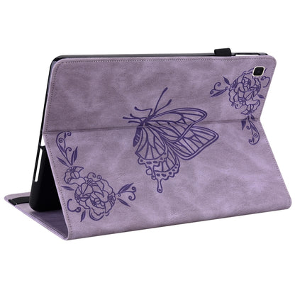For Samsung Galaxy Tab A7 10.4 2020 SM-T500/T505 Butterfly Flower Embossed Leather Tablet Case(Purple) by bashfashion