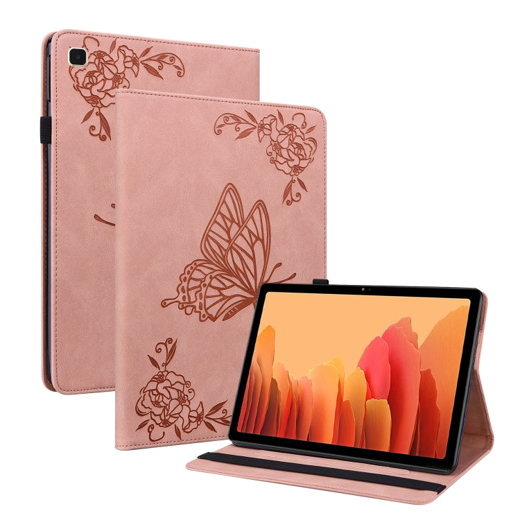 For Samsung Galaxy Tab A7 10.4 2020 SM-T500/T505 Butterfly Flower Embossed Leather Tablet Case(Rose Gold) by bashfashion