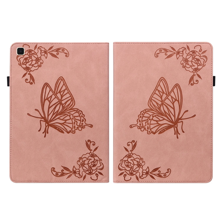 For Samsung Galaxy Tab A7 10.4 2020 SM-T500/T505 Butterfly Flower Embossed Leather Tablet Case(Rose Gold) by bashfashion