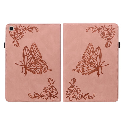 For Samsung Galaxy Tab A7 10.4 2020 SM-T500/T505 Butterfly Flower Embossed Leather Tablet Case(Rose Gold) by bashfashion