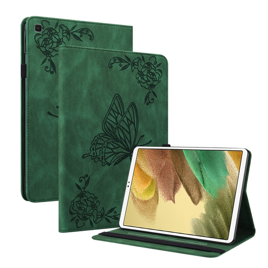 For Samsung Galaxy Tab A7 Lite T220/T225 Butterfly Flower Embossed Leather Tablet Case(Green) by bashfashion