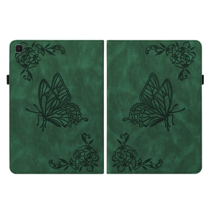 For Samsung Galaxy Tab A7 Lite T220/T225 Butterfly Flower Embossed Leather Tablet Case(Green) by bashfashion