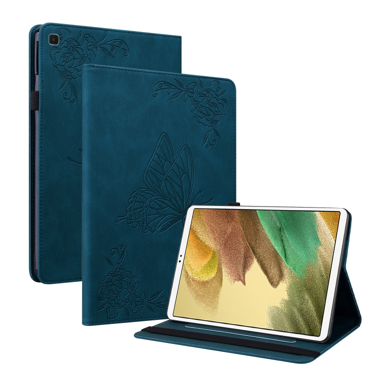 For Samsung Galaxy Tab A7 Lite T220/T225 Butterfly Flower Embossed Leather Tablet Case(Blue) by bashfashion