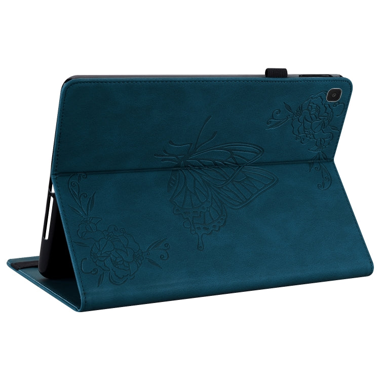 For Samsung Galaxy Tab A7 Lite T220/T225 Butterfly Flower Embossed Leather Tablet Case(Blue) by bashfashion