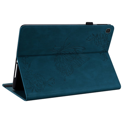 For Samsung Galaxy Tab A7 Lite T220/T225 Butterfly Flower Embossed Leather Tablet Case(Blue) by bashfashion