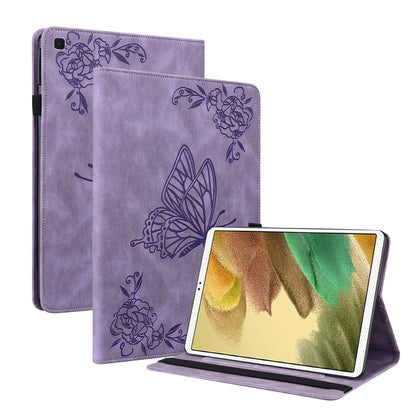For Samsung Galaxy Tab A7 Lite T220/T225 Butterfly Flower Embossed Leather Tablet Case(Purple) by bashfashion