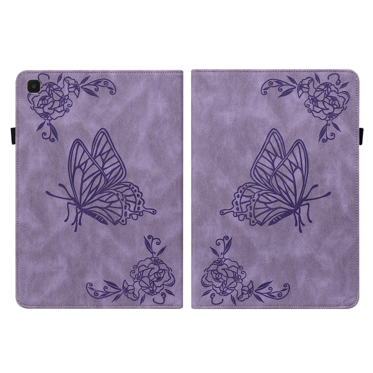 For Samsung Galaxy Tab A7 Lite T220/T225 Butterfly Flower Embossed Leather Tablet Case(Purple) by bashfashion