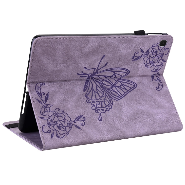 For Samsung Galaxy Tab A7 Lite T220/T225 Butterfly Flower Embossed Leather Tablet Case(Purple) by bashfashion