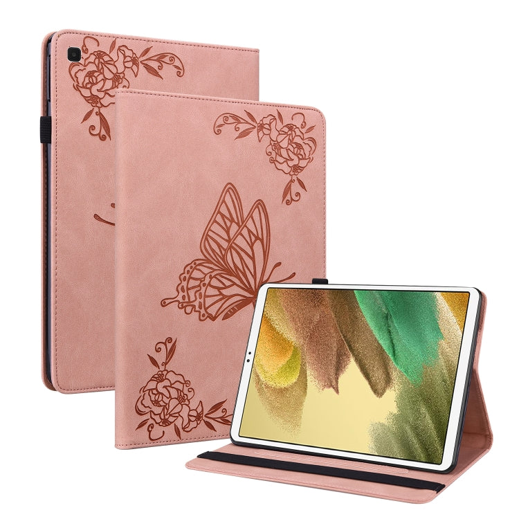 For Samsung Galaxy Tab A7 Lite T220/T225 Butterfly Flower Embossed Leather Tablet Case(Rose Gold) by bashfashion