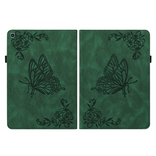 For Samsung Tab A 8.0 2019 T290/T295/T297 Butterfly Flower Embossed Leather Tablet Case(Green) by bashfashion