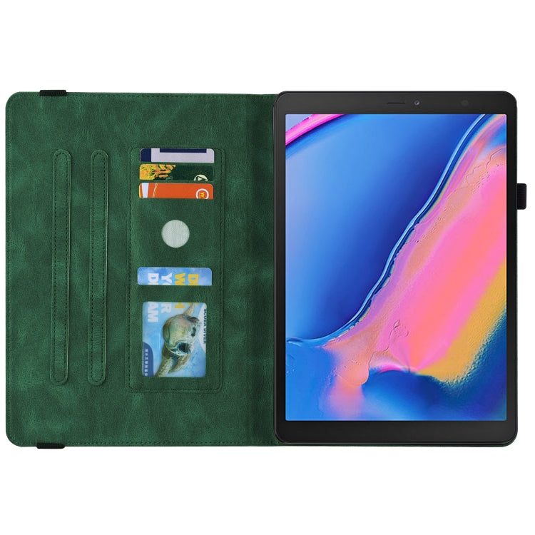 For Samsung Tab A 8.0 2019 T290/T295/T297 Butterfly Flower Embossed Leather Tablet Case(Green) by bashfashion